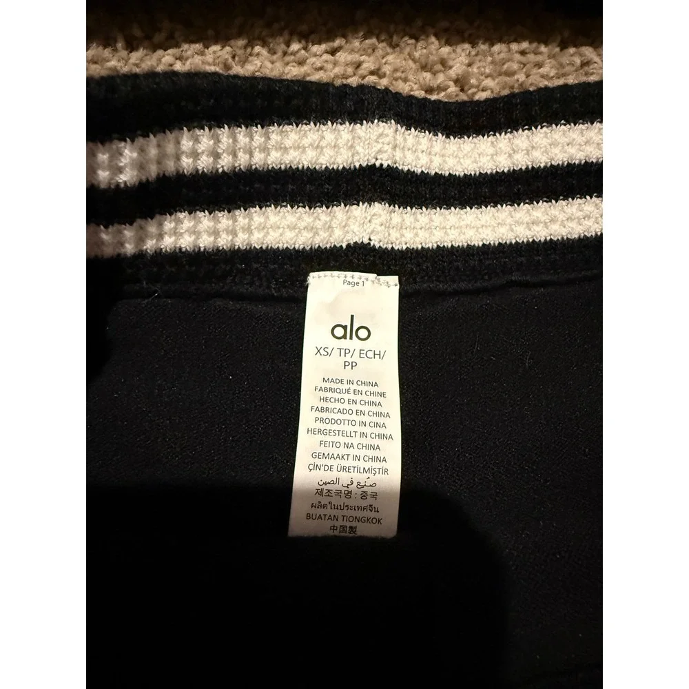 Alo Yoga Tennis Club Sweater Knit Hot Short & Crop Top Set Black Ivory XS NWT